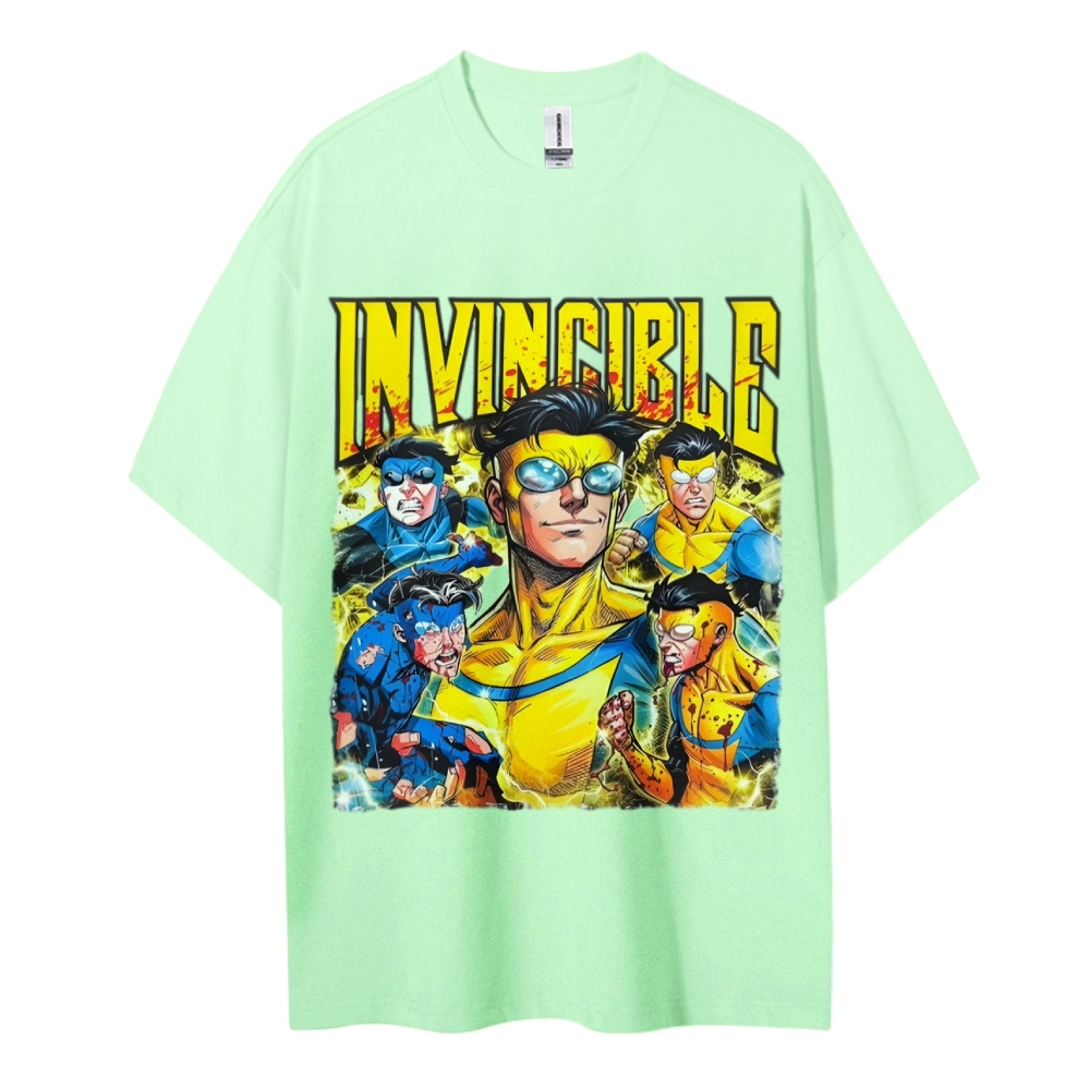 Invincible Cotton Unisex Crew Neck Anime T-shirt 2603006351