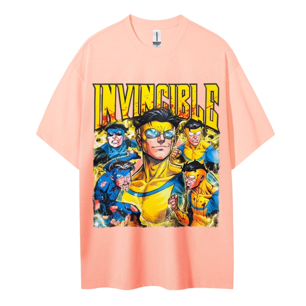Invincible Cotton Unisex Crew Neck Anime T-shirt 2603006351
