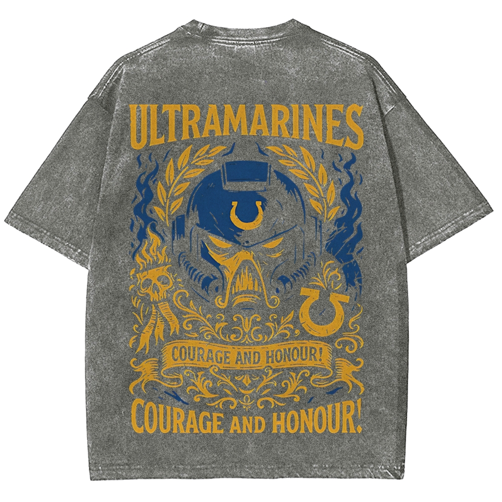 Warhammer 40k Ultramarines Printed Unisex Washed T-Shirt
