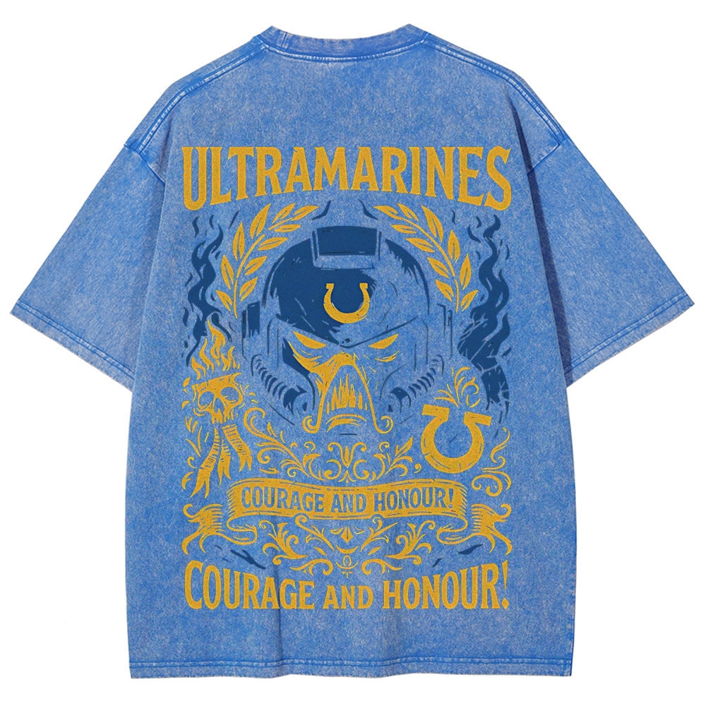 Warhammer 40k Ultramarines Printed Unisex Washed T-Shirt
