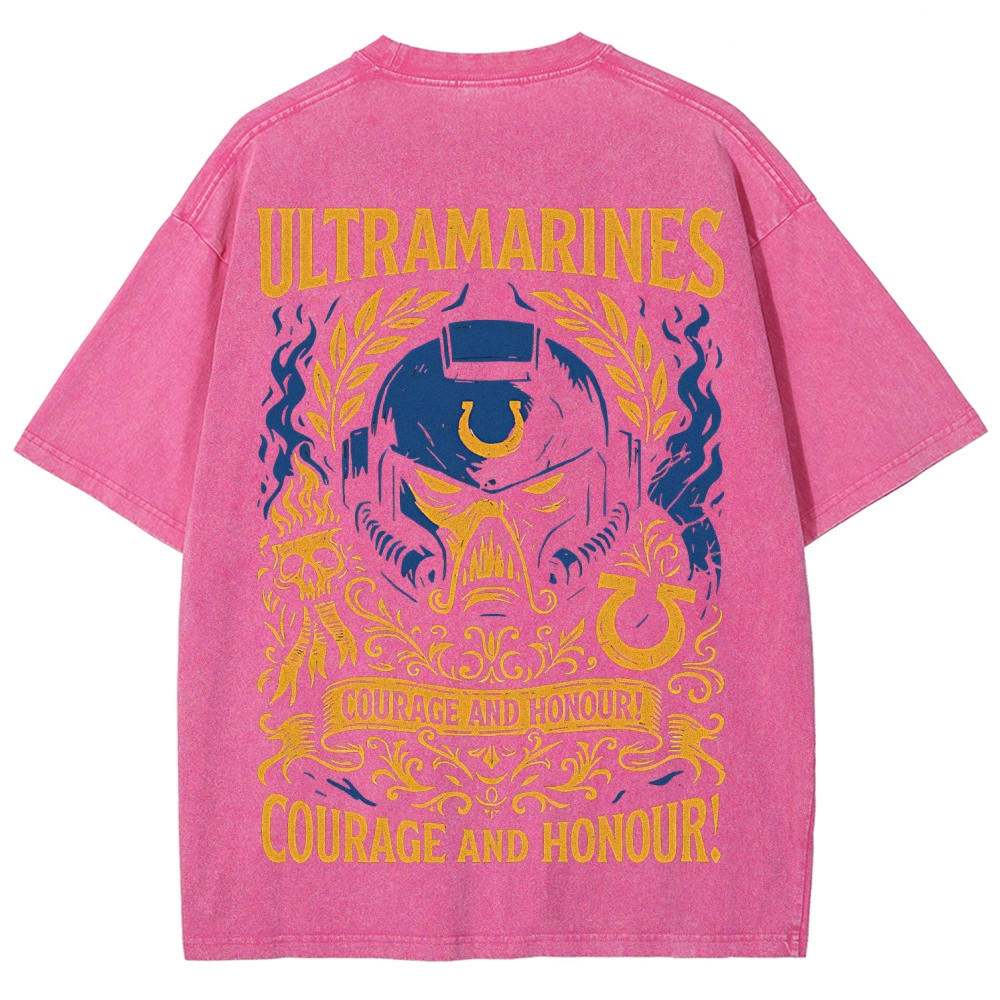 Warhammer 40k Ultramarines Printed Unisex Washed T-Shirt