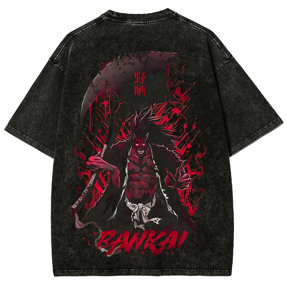 Bleach Kenpachi Zaraki Printed Unisex Washed T-Shirt
