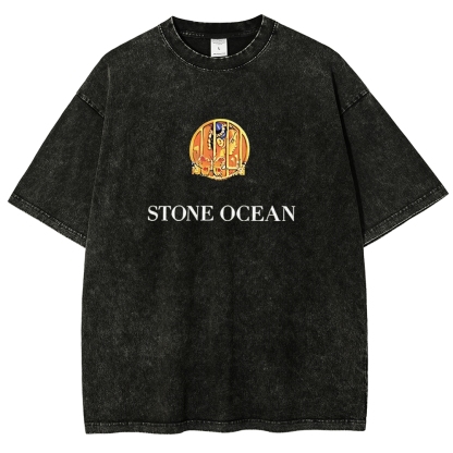 JoJo's Bizarre Adventure Printed Unisex Washed T-Shirt