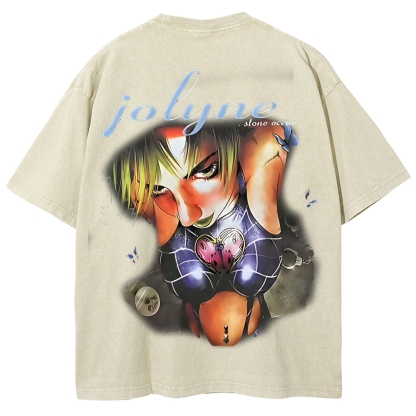 JoJo's Bizarre Adventure Printed Unisex Washed T-Shirt