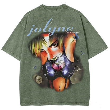 JoJo's Bizarre Adventure Printed Unisex Washed T-Shirt