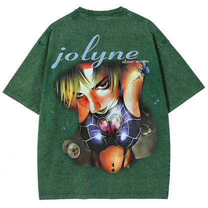 JoJo's Bizarre Adventure Printed Unisex Washed T-Shirt