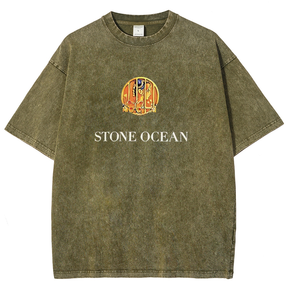 JoJo's Bizarre Adventure Printed Unisex Washed T-Shirt