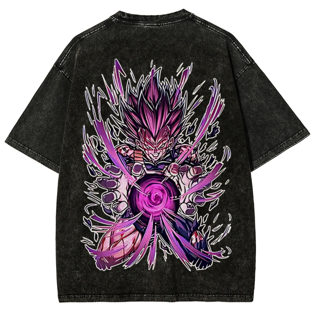 Dragon Ball Vegeta Printed Unisex Washed T-Shirt