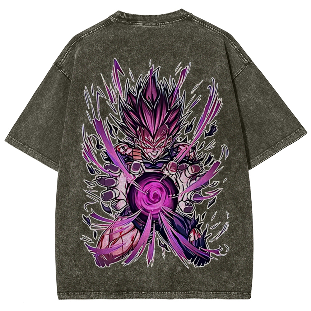 Dragon Ball Vegeta Printed Unisex Washed T-Shirt