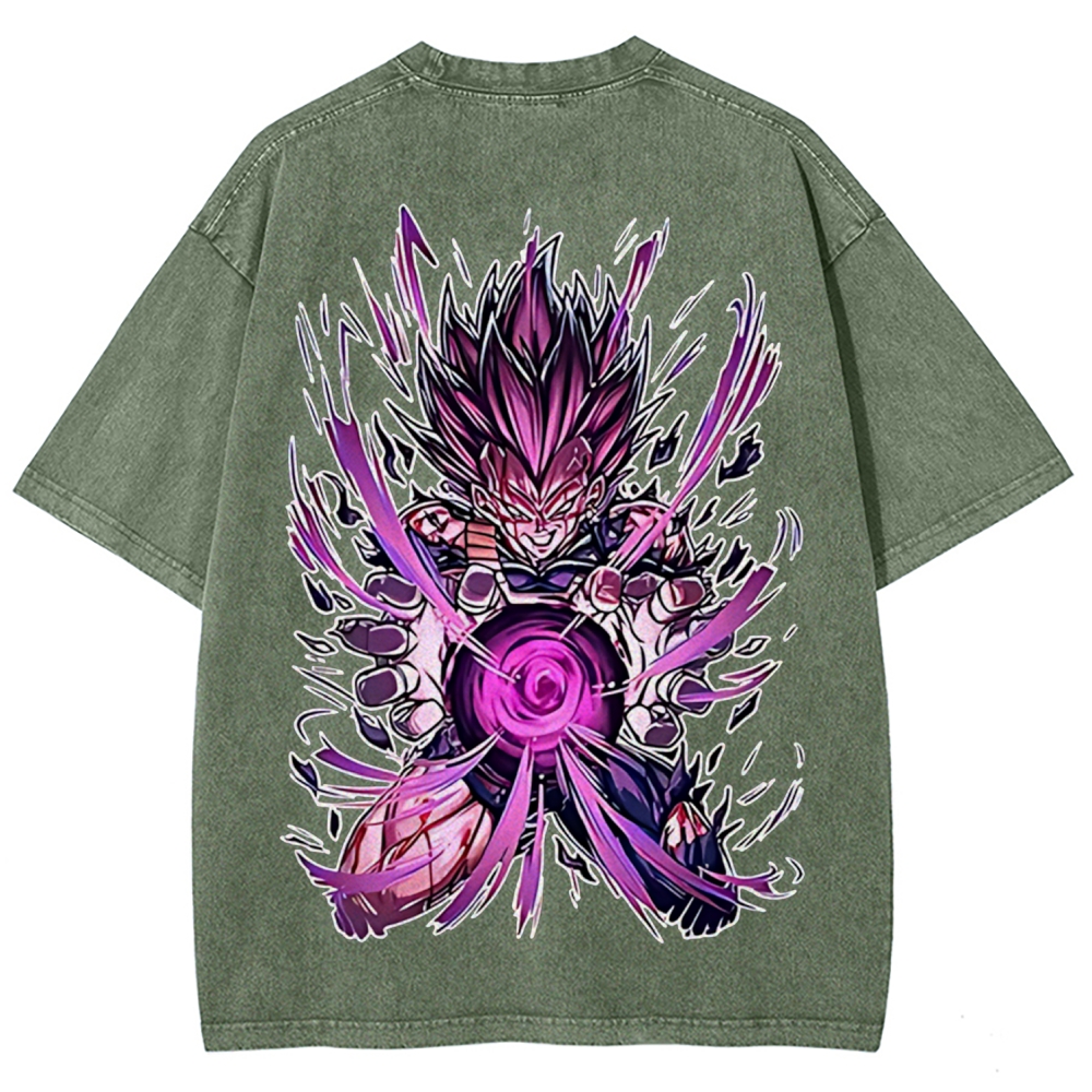 Dragon Ball Vegeta Printed Unisex Washed T-Shirt