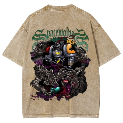 Warhammer 40K Space Wolves Printed Unisex Washed T-Shirt