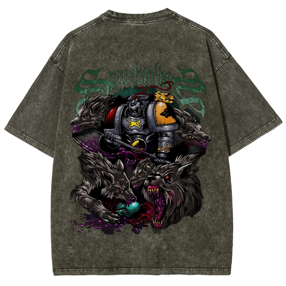 Warhammer 40K Space Wolves Printed Unisex Washed T-Shirt