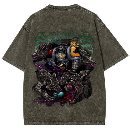 Warhammer 40K Space Wolves Printed Unisex Washed T-Shirt