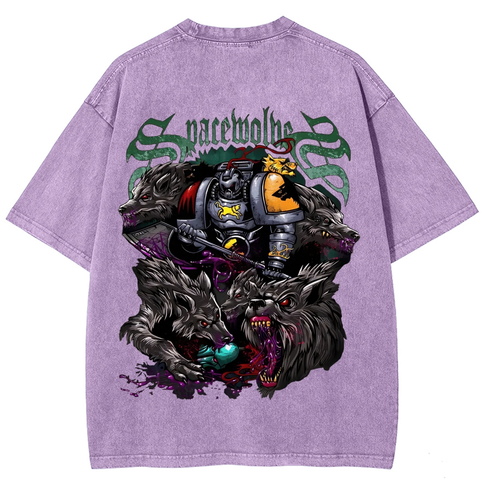 Warhammer 40K Space Wolves Printed Unisex Washed T-Shirt