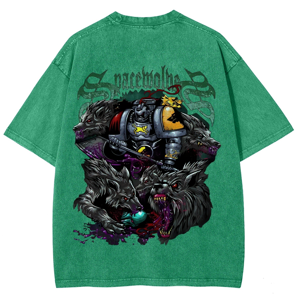 Warhammer 40K Space Wolves Printed Unisex Washed T-Shirt