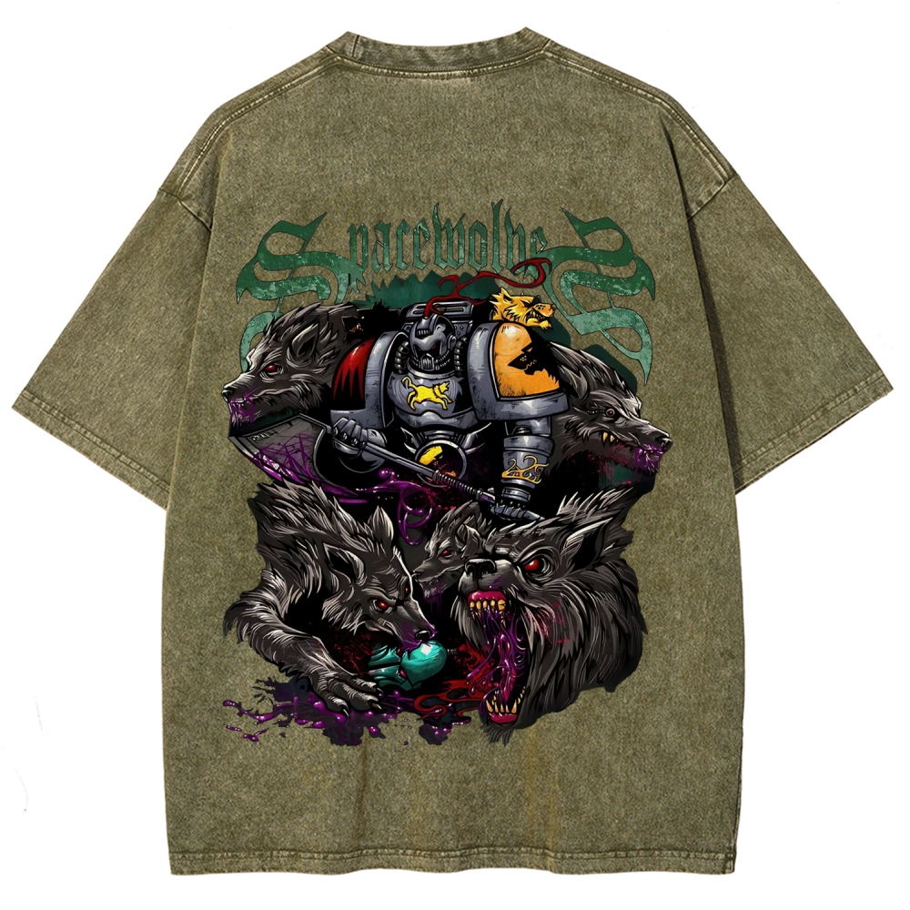 Warhammer 40K Space Wolves Printed Unisex Washed T-Shirt