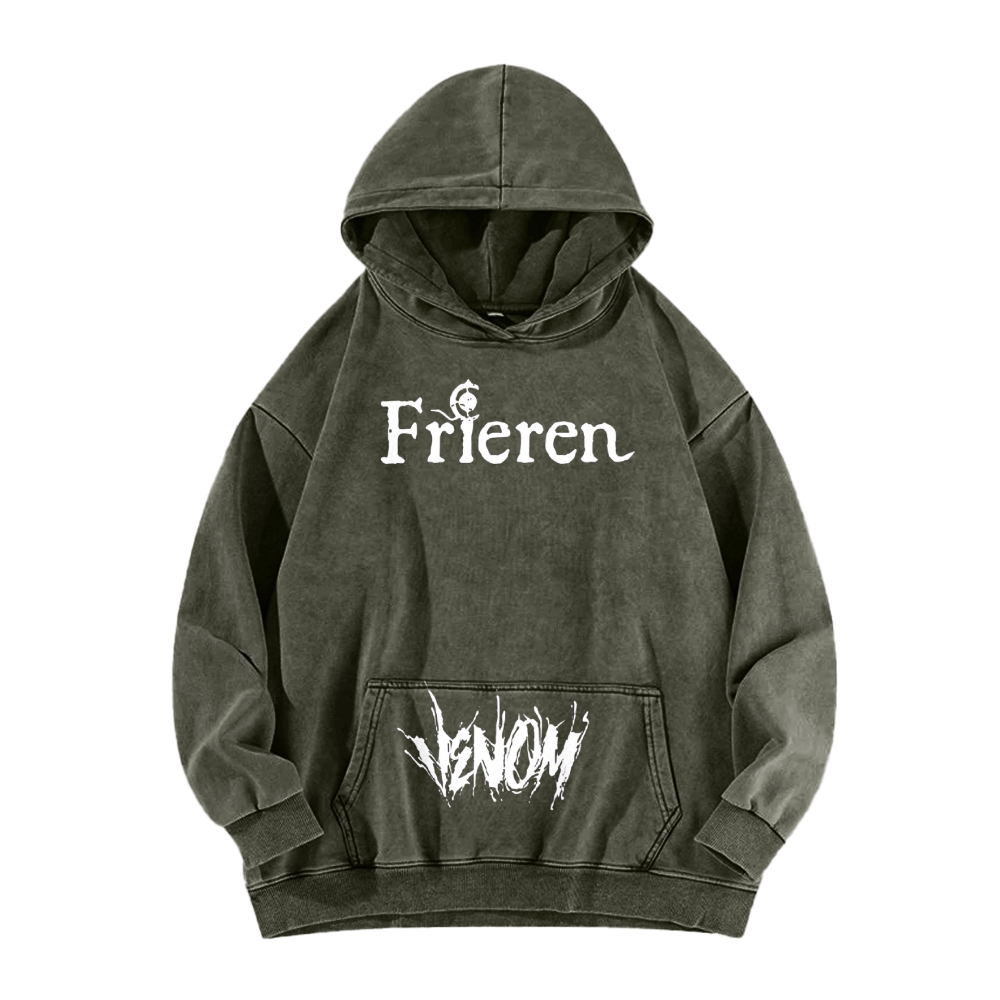 Frieren x Venom Printed Unisex Washed Hoodie