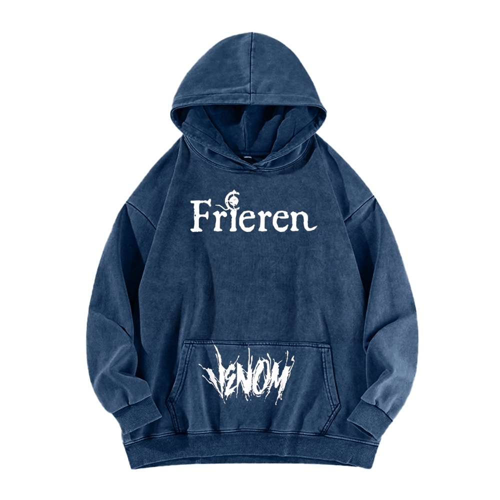 Frieren x Venom Printed Unisex Washed Hoodie