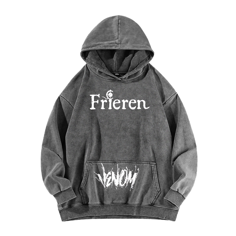 Frieren x Venom Printed Unisex Washed Hoodie