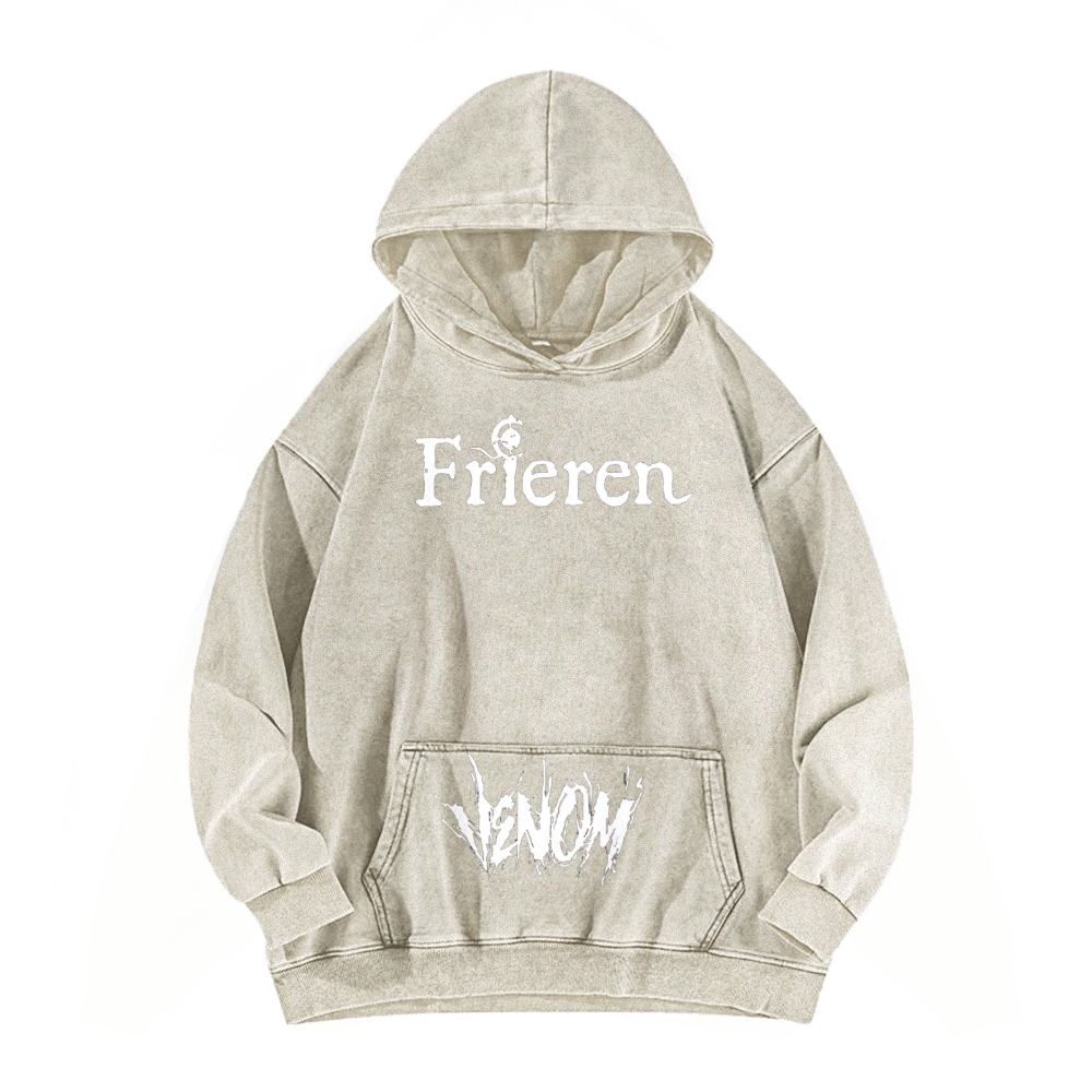 Frieren x Venom Printed Unisex Washed Hoodie