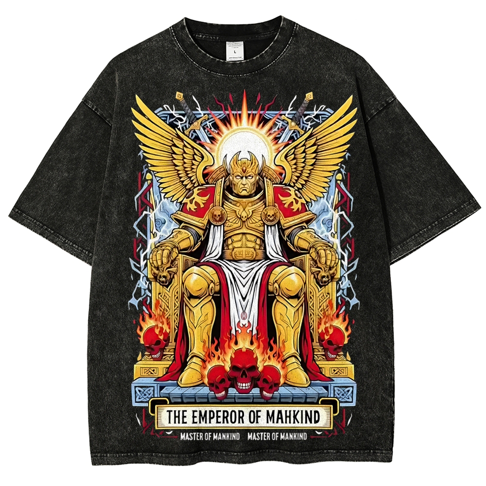 Warhammer 40K Emperor of Mankind Printed Unisex Washed T-Shirt