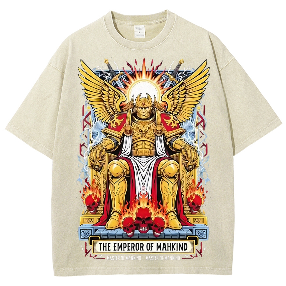 Warhammer 40K Emperor of Mankind Printed Unisex Washed T-Shirt