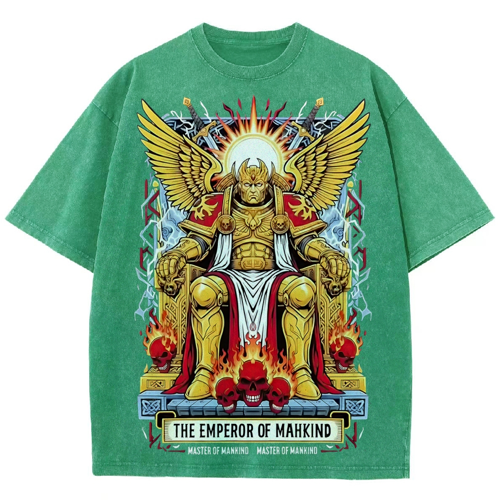 Warhammer 40K Emperor of Mankind Printed Unisex Washed T-Shirt