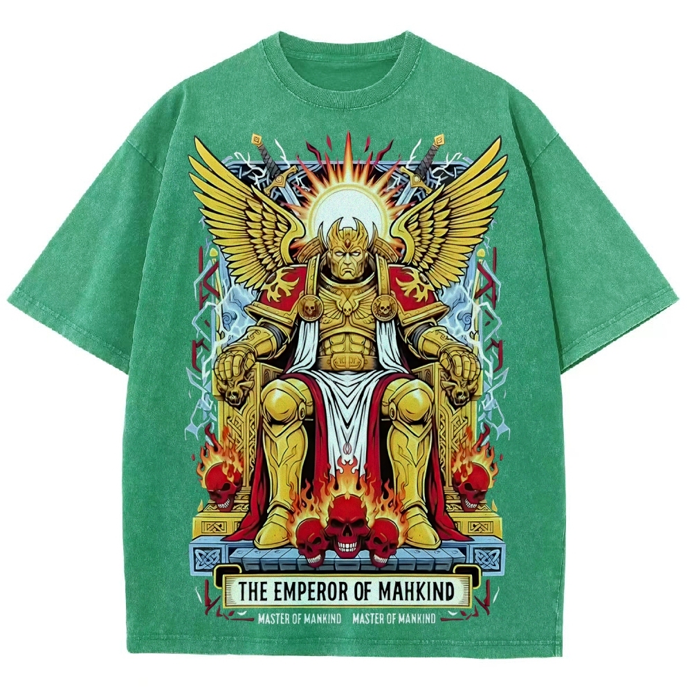 Warhammer 40K Emperor of Mankind Printed Unisex Washed T-Shirt