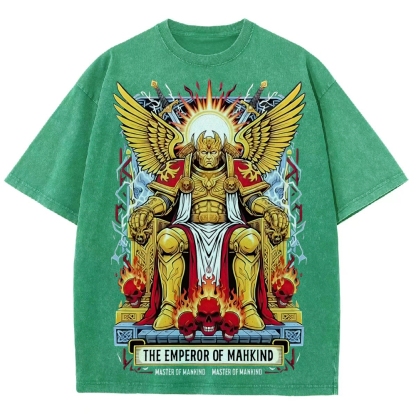 Warhammer 40K Emperor of Mankind Printed Unisex Washed T-Shirt
