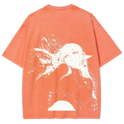 Frieren: Beyond Journey's End Printed Unisex Washed T-Shirt