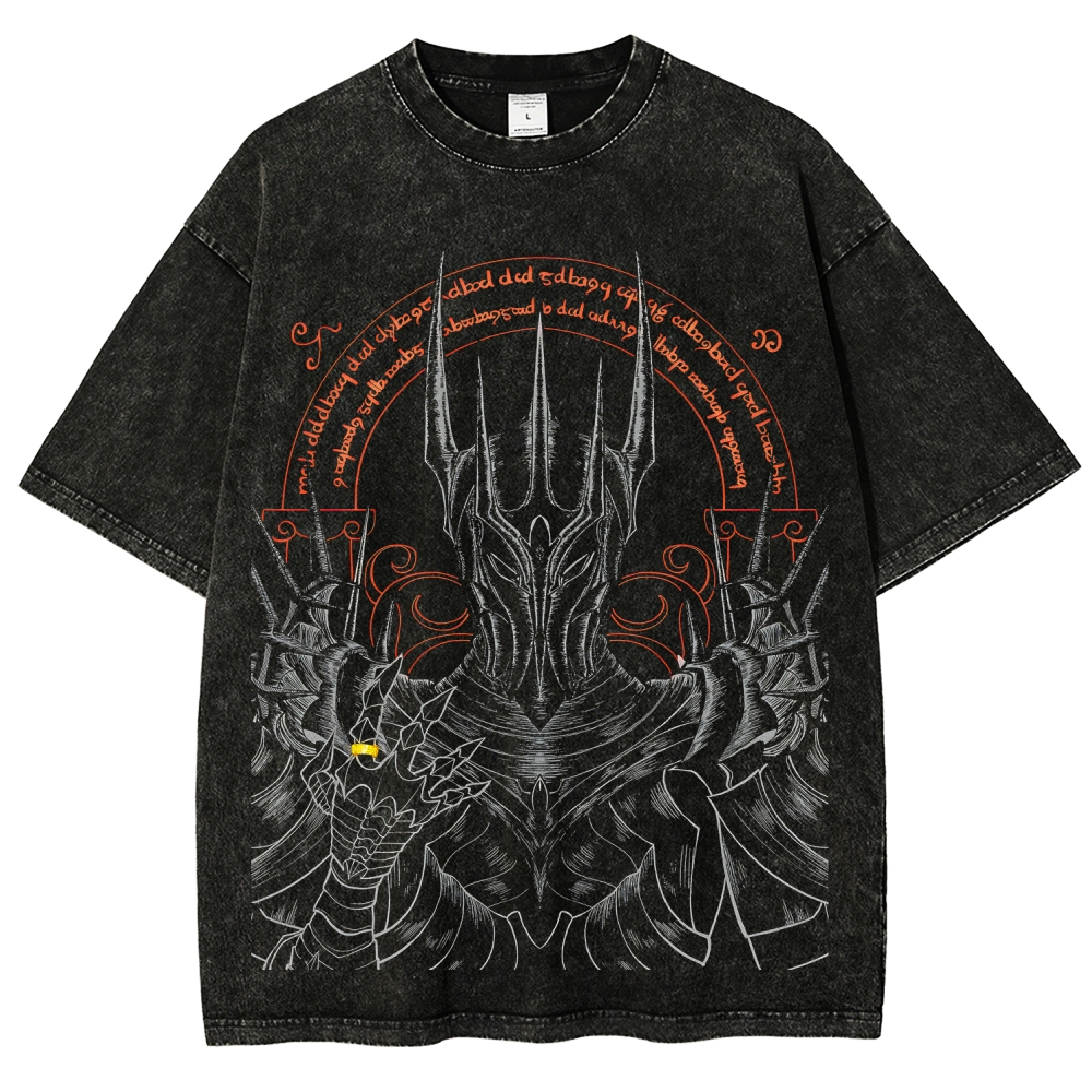 The Lord of the Rings Sauron Printed Unisex Washed T-Shirt