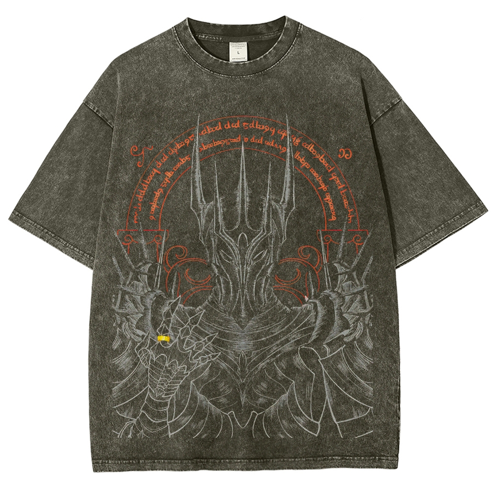 The Lord of the Rings Sauron Printed Unisex Washed T-Shirt