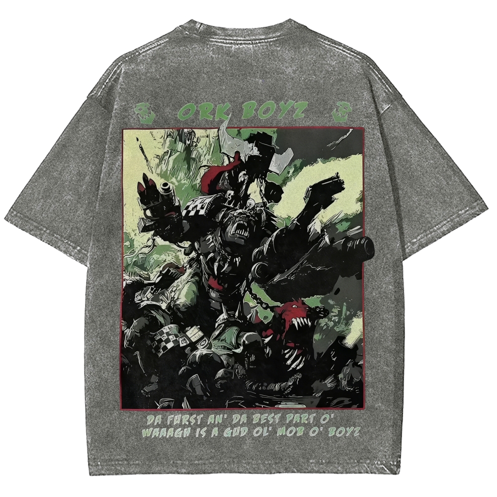 Warhammer 40k Ork Boyz Printed Unisex Washed T-Shirt