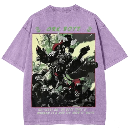 Warhammer 40k Ork Boyz Printed Unisex Washed T-Shirt