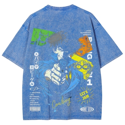 Cowboy Bebop Printed Unisex Washed T-Shirt