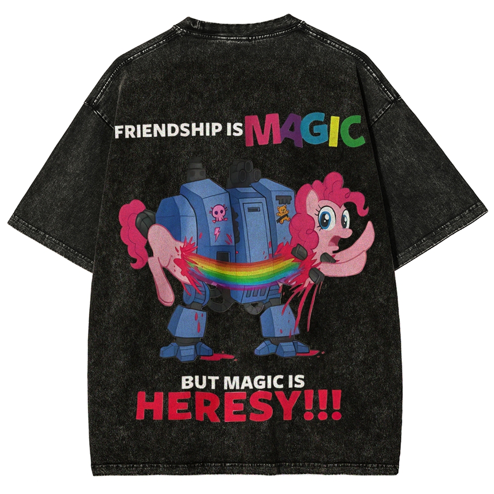 Warhammer 40K & My Little Pony Unisex Fit Washed T-Shirt 2603019936