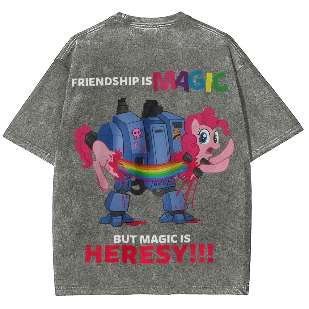 Warhammer 40K & My Little Pony Unisex Fit Washed T-Shirt 2603019936