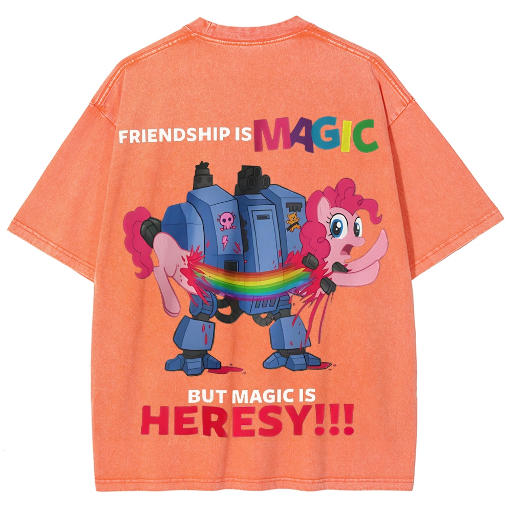 Warhammer 40K & My Little Pony Unisex Fit Washed T-Shirt 2603019936
