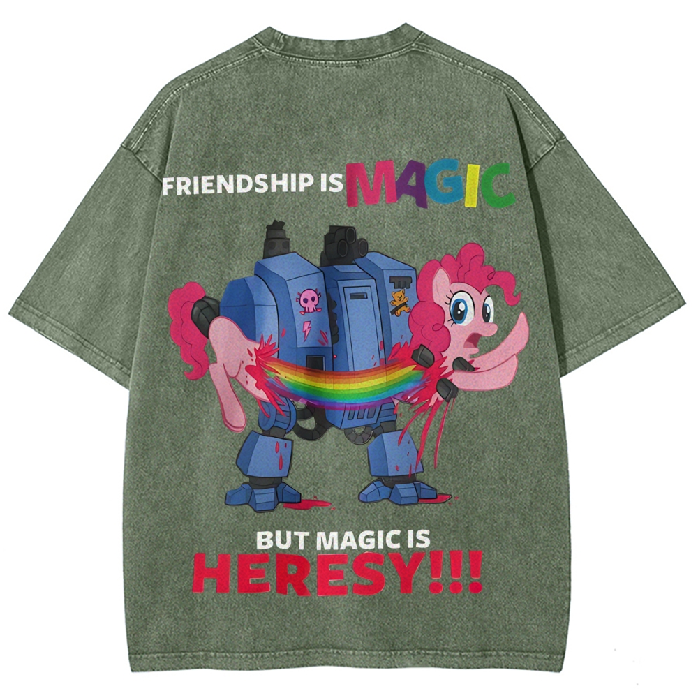 Warhammer 40K & My Little Pony Unisex Fit Washed T-Shirt 2603019936