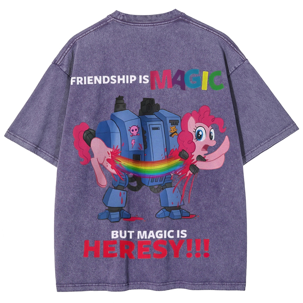 Warhammer 40K & My Little Pony Unisex Fit Washed T-Shirt 2603019936
