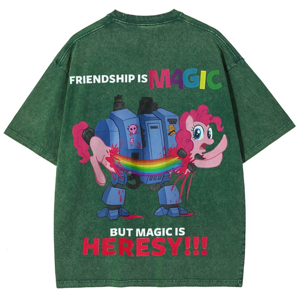Warhammer 40K & My Little Pony Unisex Fit Washed T-Shirt 2603019936