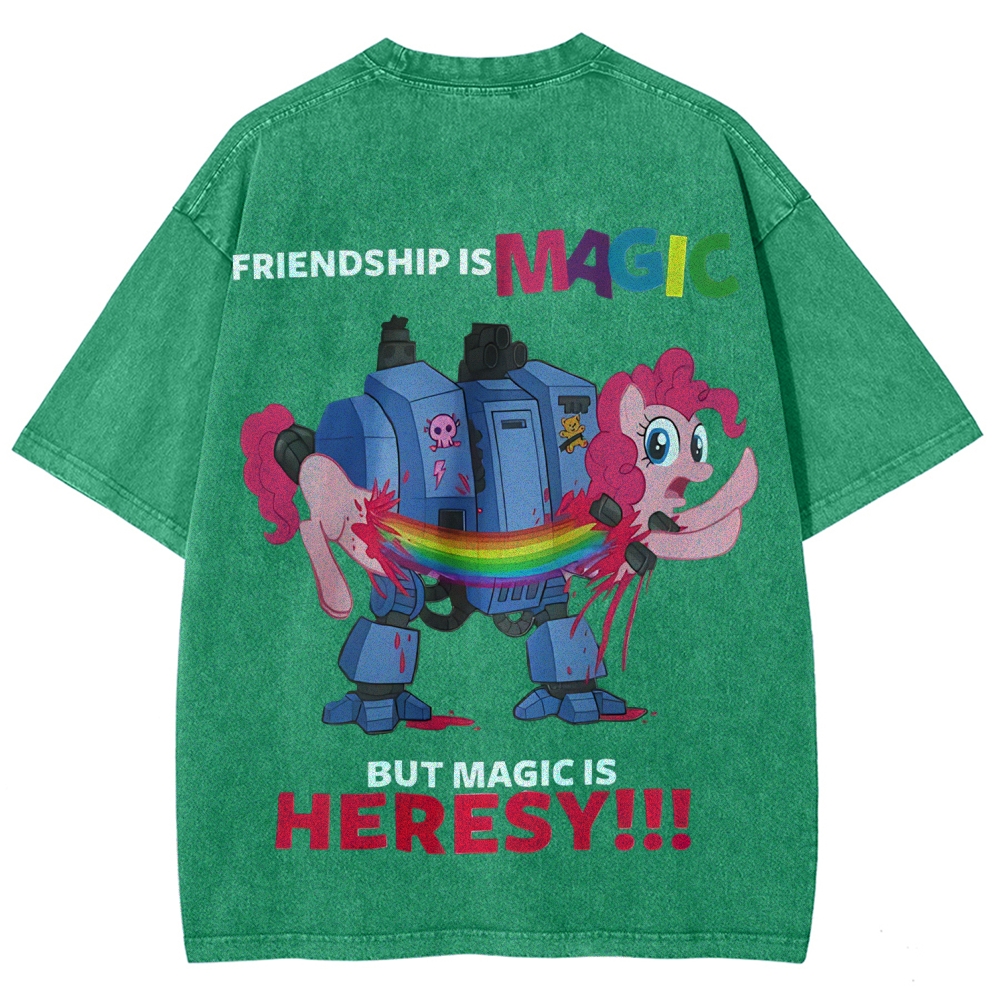 Warhammer 40K & My Little Pony Unisex Fit Washed T-Shirt 2603019936