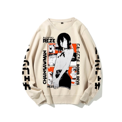 Chainsaw Man Cotton Unisex Crew Neck Anime Sweatshirt