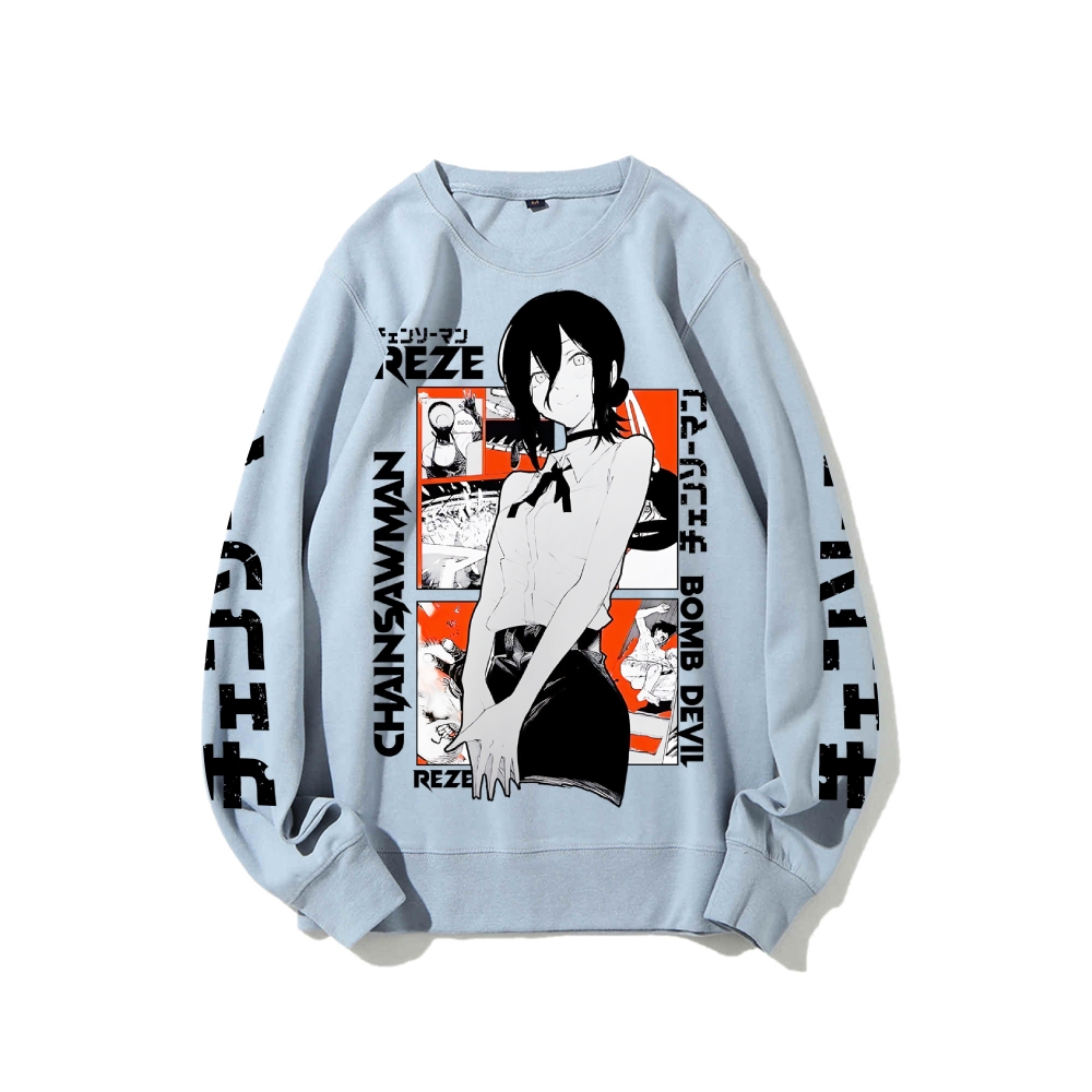 Chainsaw Man Cotton Unisex Crew Neck Anime Sweatshirt
