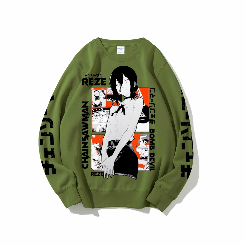 Chainsaw Man Cotton Unisex Crew Neck Anime Sweatshirt