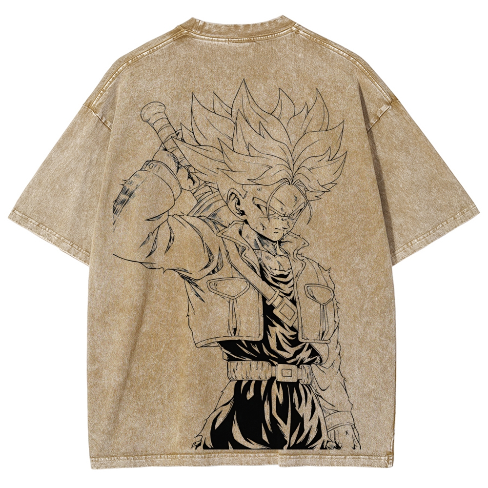 Dragon Ball Trunks Printed Unisex Washed T-Shirt