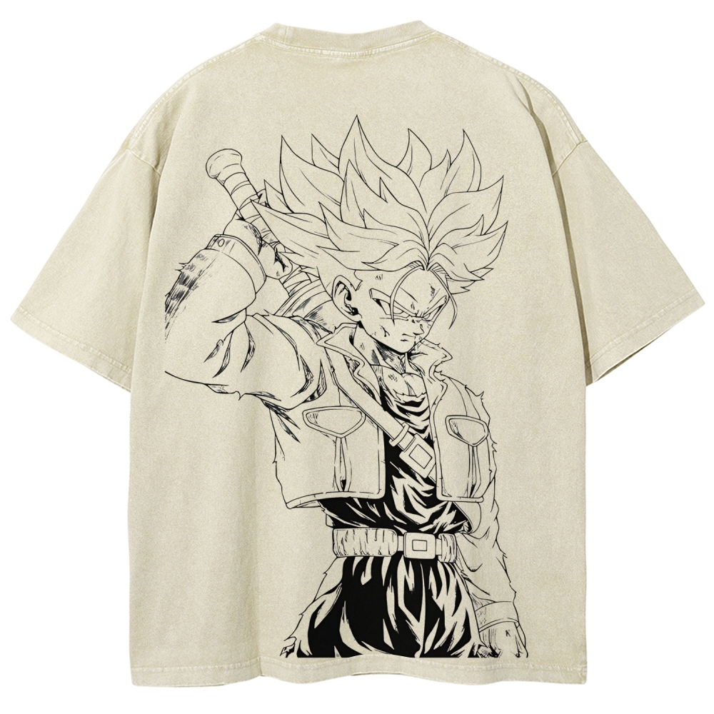 Dragon Ball Trunks Printed Unisex Washed T-Shirt