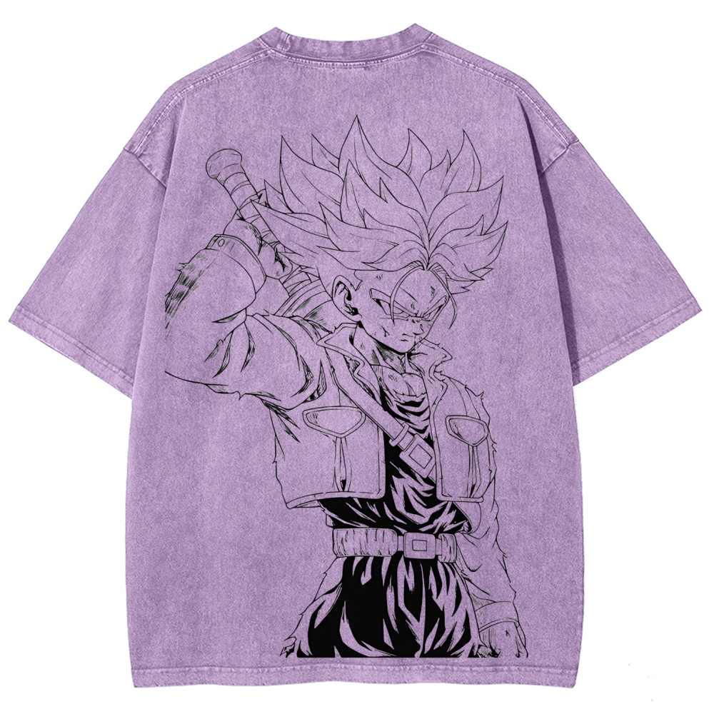Dragon Ball Trunks Printed Unisex Washed T-Shirt