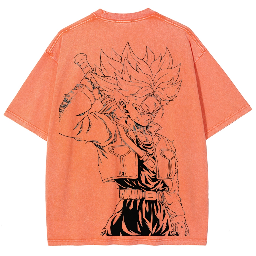 Dragon Ball Trunks Printed Unisex Washed T-Shirt