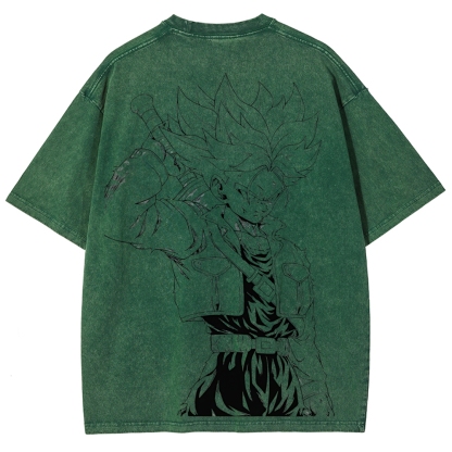 Dragon Ball Trunks Printed Unisex Washed T-Shirt